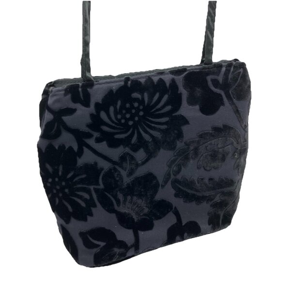 Y2K Black Velvet Crossbody Mini Bag Floral Whimsigoth 2000s 90s - Picture 1 of 9